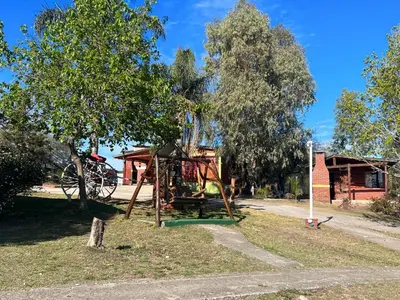 a playground in a park with a tree at Cabañas Antílope & Spa in Tanti