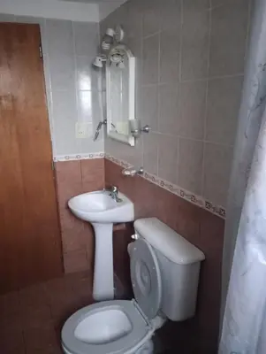 a bathroom with a toilet and a sink at El Cardal II in Río Cuarto