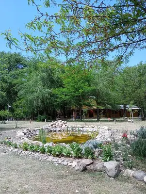 a garden with a pond in a park at La Margarita in Villa Ciudad Parque