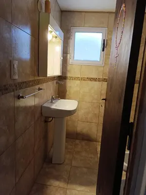 a small bathroom with a sink and a window at Departamento Barrio Escuela in Río Tercero