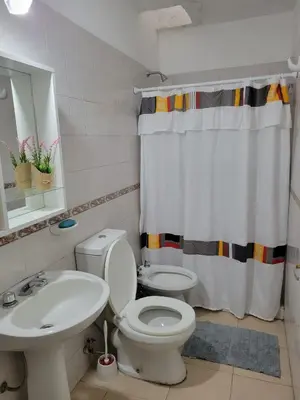 a bathroom with a white toilet and a sink at Departamento Urquiza2 in Alta Gracia