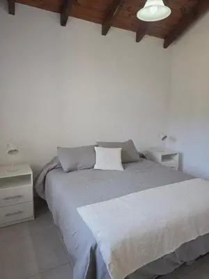 a bedroom with a bed and a wooden ceiling at Posta Espinillos 12 in Villa General Belgrano