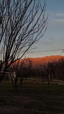 a field with trees and a sunset in the background at Napoles complejo in Villa de Las Rosas