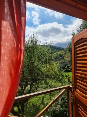 a view of a field from a window of a house at Complejo Pasos Malos in Merlo