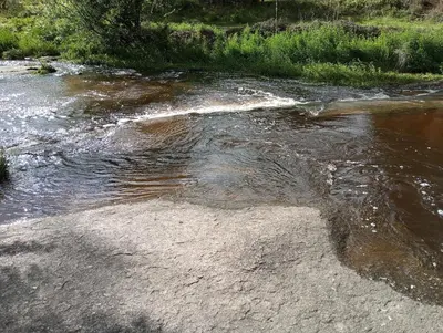 a stream of water with rocks and grass on the side at Casa Cali in Tanti Nuevo