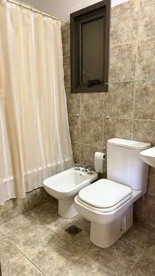 a bathroom with a toilet and a sink and a shower at Jacaranda apart in Cordoba