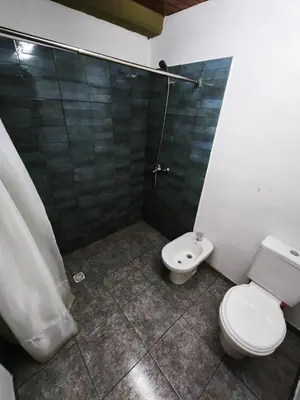 a bathroom with a toilet and a shower at Departamento Villa Cabrera in Cordoba