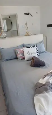 a large bed with pillows on top of it at Anima Lodge 2 in Villa Carlos Paz