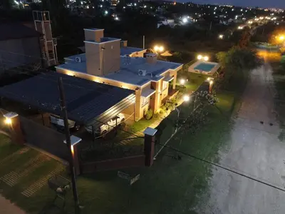 an aerial view of a house at night at Aparts Solares in San Antonio de Arredondo