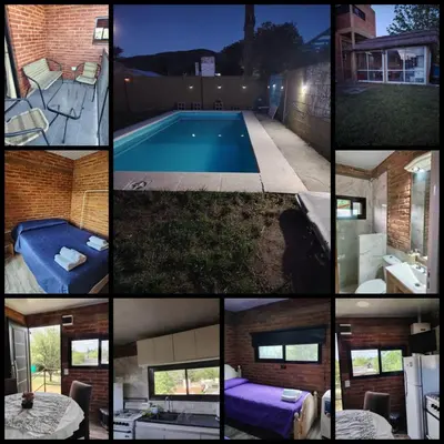 a collage of pictures of a swimming pool at Panorámica Sierras in Villa Carlos Paz
