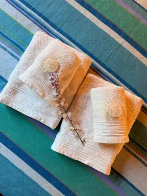 two napkins sitting on top of a table at Cabañas Las Glicinas in Las Rabonas