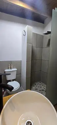 a bathroom with a sink and a toilet at MONTE CABAÑA San Clemente in San Clemente