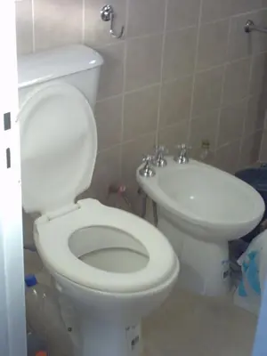 a bathroom with a toilet and a sink at Sierras y sol in Villa Cura Brochero