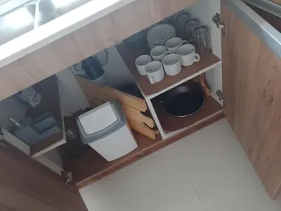an overhead view of a small bathroom with a toilet at Selene in Villa Rumipal