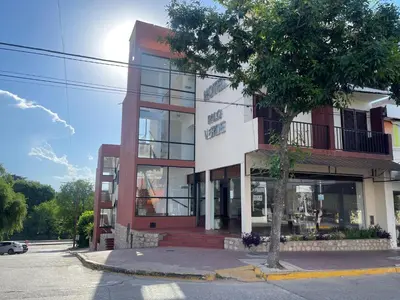 a building with a tree in front of it at Hotel Palo Verde in Mina Clavero