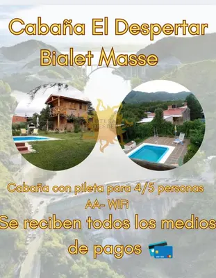 a collage of two pictures of a villa at Cabañas L' armonie in Bialet Massé
