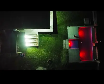 an overhead view of a building with a red light at Rincon de Bialet in Bialet Massé