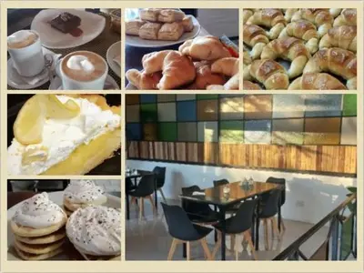 a collage of pictures of different types of pastries at Posada Miralejos in Trapiche