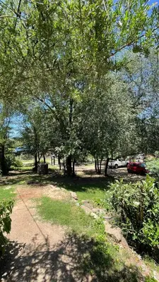 a park with trees and a red car parked under it at Departamento espacioso con gran patio para disfrutar MAYU SUMAJ in San Antonio de Arredondo