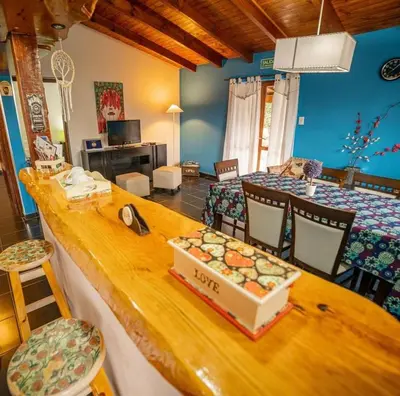 a room with a table with a box of food on it at Tierras de Breena in Los Reartes