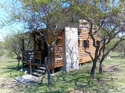 a tree house with a staircase next to some trees at Suspiro Serrano in Villa General Belgrano