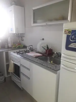 a small kitchen with a stove and a sink at Terraza Carlos Paz in Villa Carlos Paz