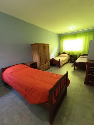 a bedroom with a large bed with a red blanket at Depto Zenon para 3 personas in Pilar