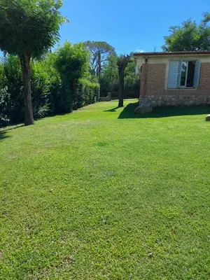 a yard of a house with a grass field at Casa en Nono in Nono