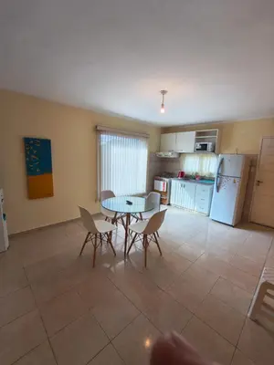 a kitchen with a table and chairs in a room at Quique1 in Pilar