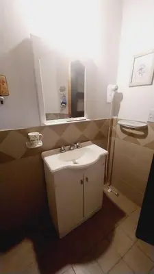 a bathroom with a white sink and a mirror at Casas de alquiler villa ciudad parque in Villa Ciudad Parque
