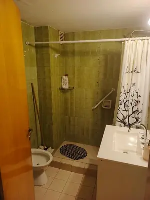 a bathroom with a shower and a toilet and a sink at departamento velez 372 in Cordoba