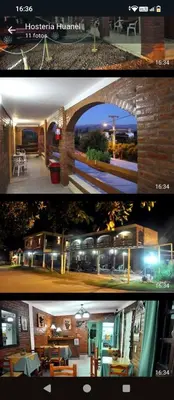 two different pictures of a building with lights at Hostería HuAneL in Villa Cura Brochero