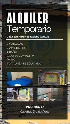 a flyer for aaleraler temperoro with a picture of a room at Cabañas Ojo de Agua in Trapiche