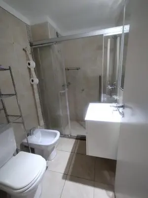 a bathroom with a toilet and a sink and a shower at Confort en Barrio General Paz in Cordoba