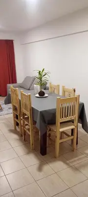 a dining room table and chairs with a plant on it at Depto 1 Dorm Excelente Ubicacion Alta Cordoba Iluminado in Cordoba