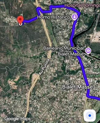 a map with a red dot in the middle at Biale Masse Casa de Montaña in Bialet Massé
