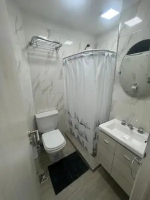 a bathroom with a toilet and a sink and a mirror at Monoambiente centro Carlos Paz in Villa Carlos Paz