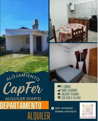 a collage of three pictures of a house at Capfer in Alta Gracia