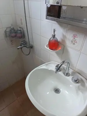 a bathroom with a sink and a red ball on a shelf at Cielo Serrano VCP in Villa Carlos Paz