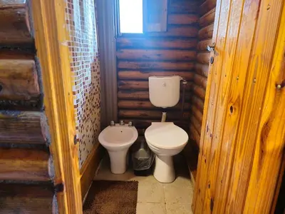 a bathroom with a toilet and a bidet at Cabañas Lumel in Carpintería