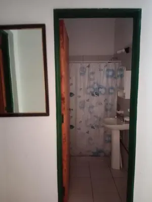 a bathroom with a shower and a sink at Casa Los Hornillos in Los Hornillos