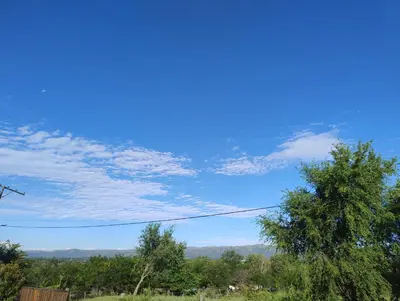 a blue sky with a tree in a field at Las Calandrias II in Los Reartes