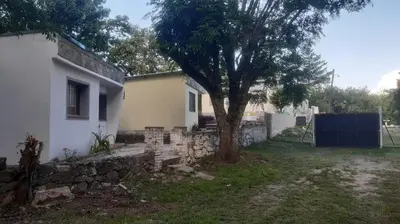 a house with a tree and a stone wall at Las Vertientes in Tanti