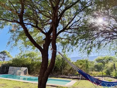 a hammock hanging from a tree next to a pool at Lashara in Las Rabonas