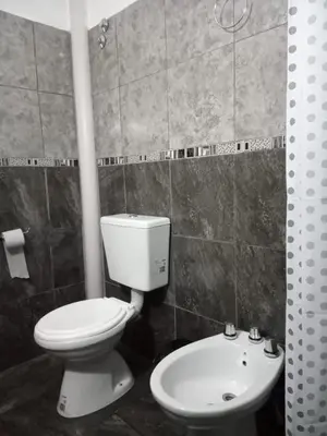 a bathroom with a toilet and a sink at Casa con pileta mina clavero in Mina Clavero