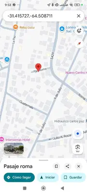 a map with a red spot on it at Casa centrica in Villa Carlos Paz
