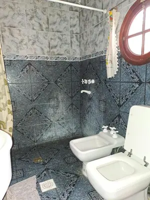 a bathroom with a white toilet and a sink at Departamentos Córdoba in Mina Clavero