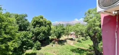a view of a forest with mountains in the background at Casa en Traslasierra in Los Hornillos