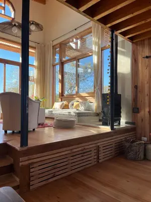 a room with a large window with a bed in it at Casa Estudio Japandi in San Javier