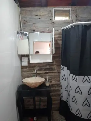a bathroom with a sink and a mirror at Espacio de relax in Trapiche